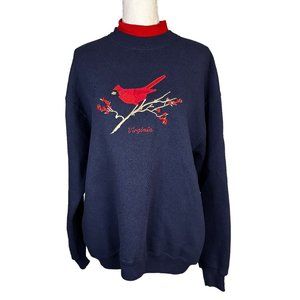Vintage 90s Heavyweight Lee Tag Embroidered Virginia Cardinal Granny Sweater